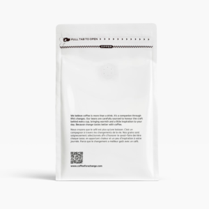 Coffee for a Change coffee bag back label