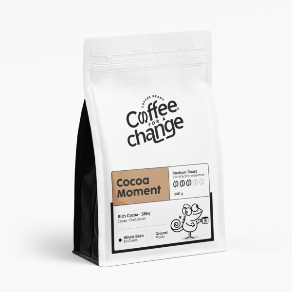 Cocoa Moment cocoa flavored coffee packaging detail