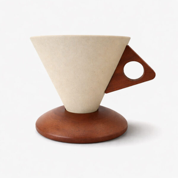 Ceramic coffee cup with wooden base – Style A