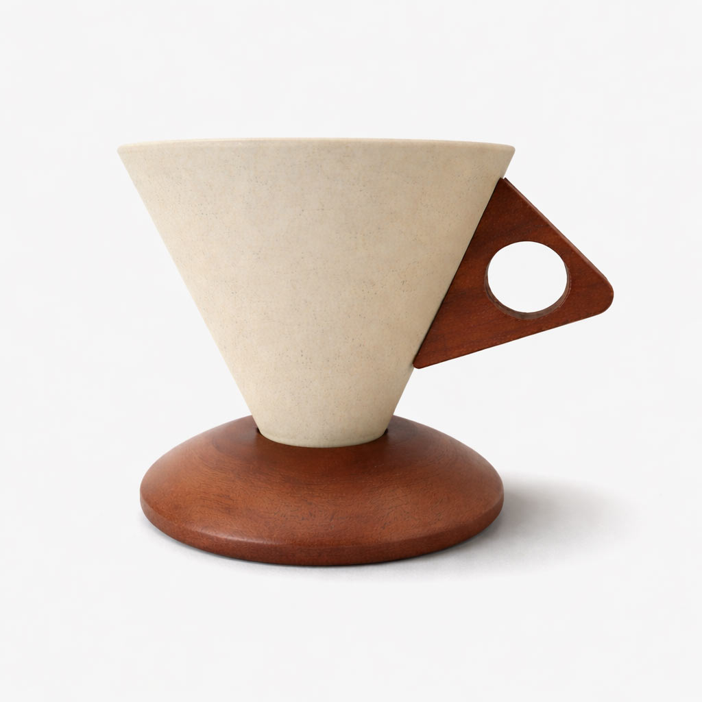 Ceramic coffee cup with wooden base – Style A
