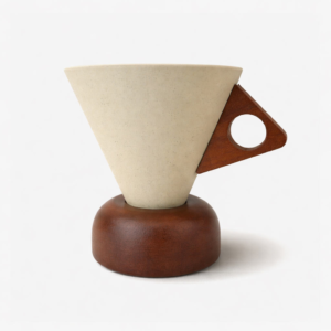 Ceramic coffee cup with wooden base – Style B